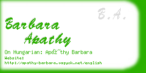 barbara apathy business card